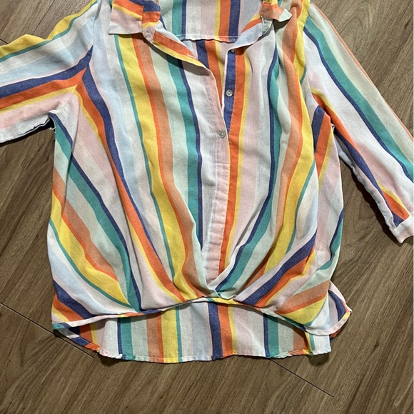 ☀️2/$22☀️Just Living Multi Coloured Striped Shirt - Picture 6 of 6
